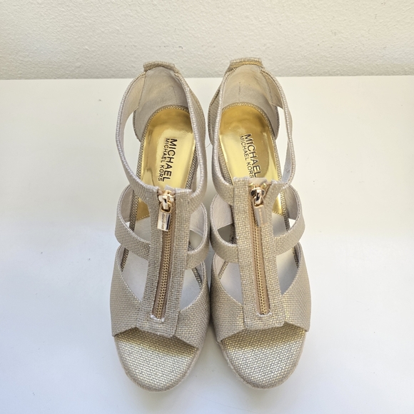 NWOT Michael Kors Damita Espadrille Wedge Platform Open Toe Shoes Size 10 - Picture 2 of 13